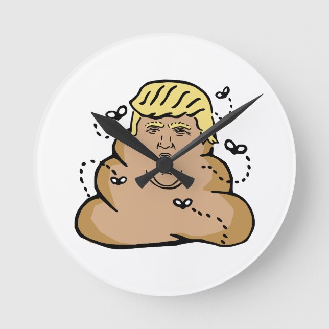 Relógio Redondo poop donald trump (Frente)