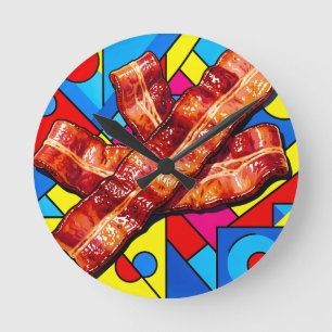 Relógio Redondo Pop Art Bacon Crocante