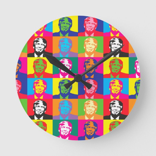 Relógio Redondo pop art donald trump (Frente)