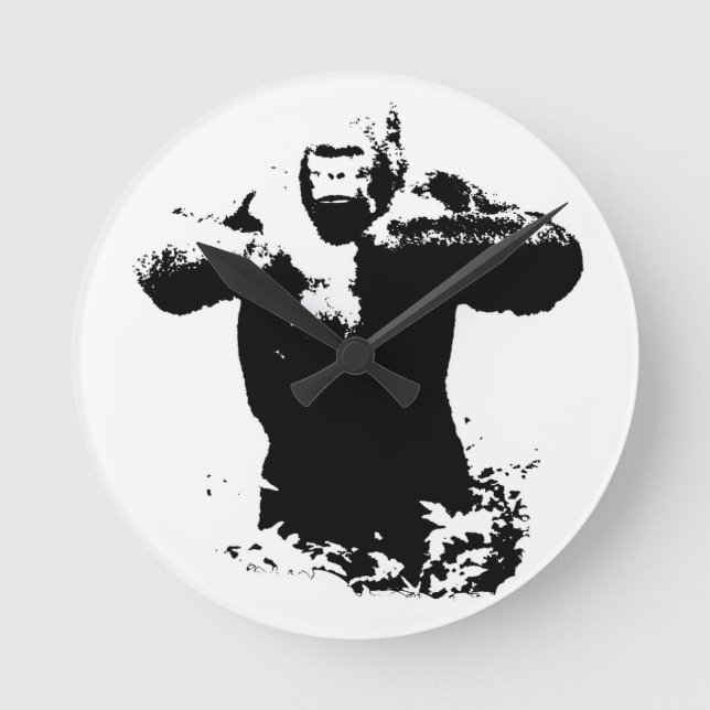 Relógio Redondo Pop Art Gorilla Beating Chest Acrywall Clock (Frente)