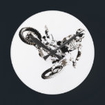 Relógio Redondo Pop Art Motocross Motorcyesporte<br><div class="desc">Esporte Pensava Arte Digitalmente Editada - Arte Pop de Motocross College - Imagens Computacionais - A única maneira de fazer trabalho excelente é amar o que você faz.</div>