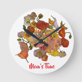 Relógio Redondo Poppies Clock sem mensagem pessoal de Quadro