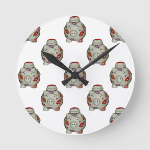 Relógio Redondo Porco adorável do batom