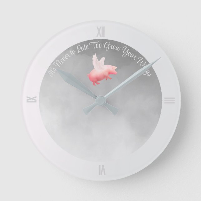 Relógio Redondo Porco Voador Cresce As Asas (Frente)