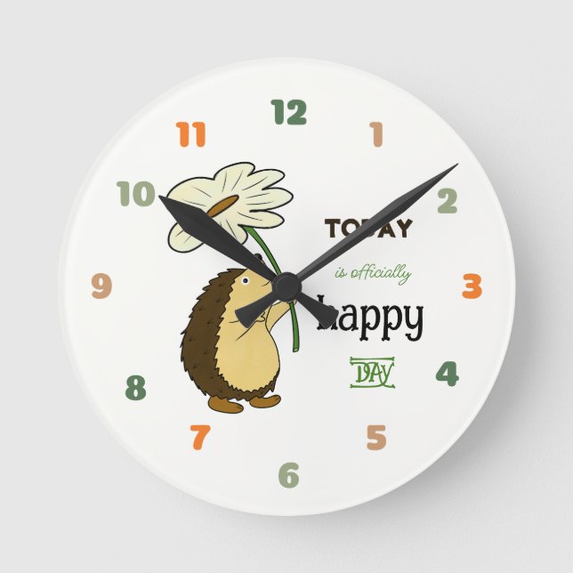 Relógio Redondo Poreiro-do-mato-bonito com flor (Frente)