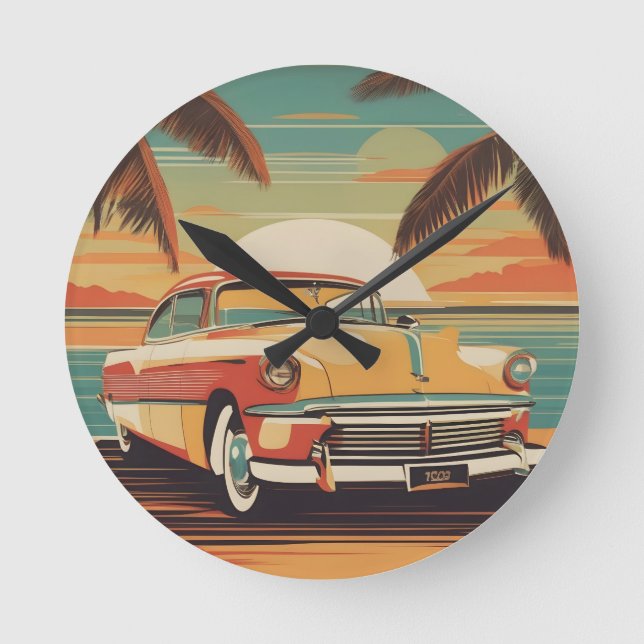 Relógio Redondo Poster de retro clássico (Frente)