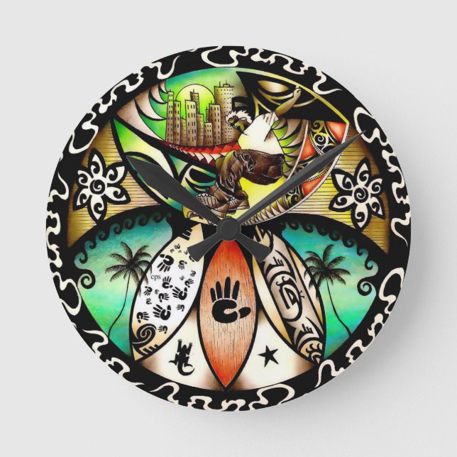 Relógio Redondo Posto Apocalyptic Skateboard (Frente)