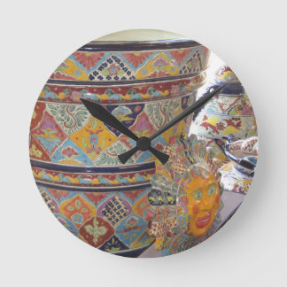 Relógio Redondo Potência do estilo Talavera mexicano