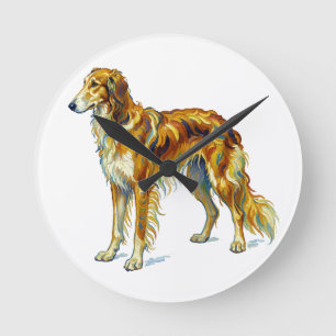 Relógio Redondo Presente de Cachorro Saluki Colorido Vibrante Desi