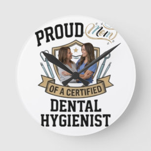 Relógio Redondo Presente de Mãe Orgulhosa de um Higienista Dental