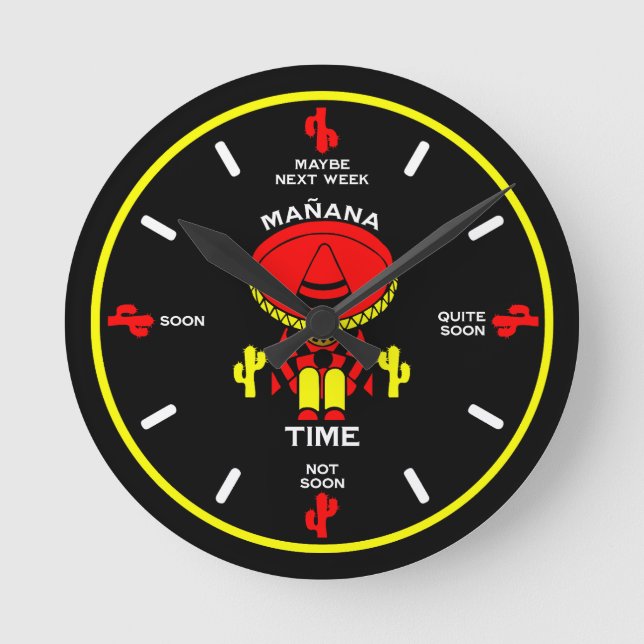 Relógio Redondo Presente de Pessoa Preguiçosa Procrastinadora (Frente)