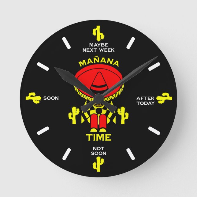 Relógio Redondo Presente de Pessoa Preguiçosa Procrastinadora (Frente)