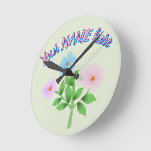 Relógio Redondo Presente personalizado e customizado de flores em 