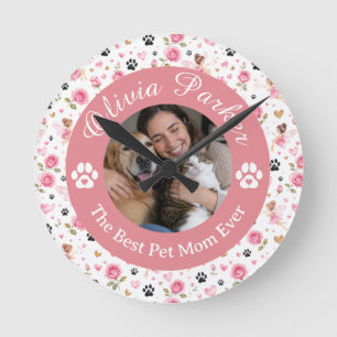 Relógio Redondo Presente Personalizado Foto & Nome Amante de Anima