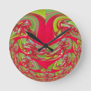 Relógio Redondo Presentes da Flora Vermelha e Verde Vintage Hakuna