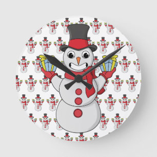 Relógio Redondo Presentes de Snowman
