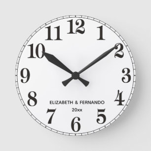 Relógio Redondo Preto e Branco Personalizado