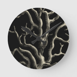 Relógio Redondo Preto e Coral-bravo