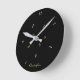 Relógio Redondo Preto Elegante Faux Douradas Horas Deslocadas Pers (Angle)