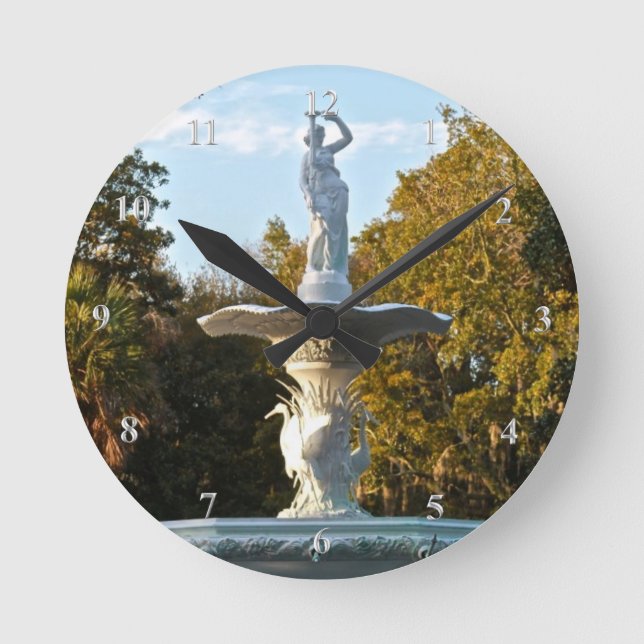 Relógio Redondo Primavera da fonte do parque de Geórgia | Forsyth (Frente)