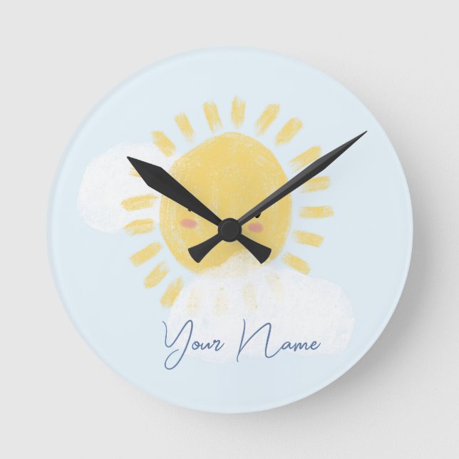 Relógio Redondo Primeiro Chá de fraldas de aniversário personaliza (Frente)