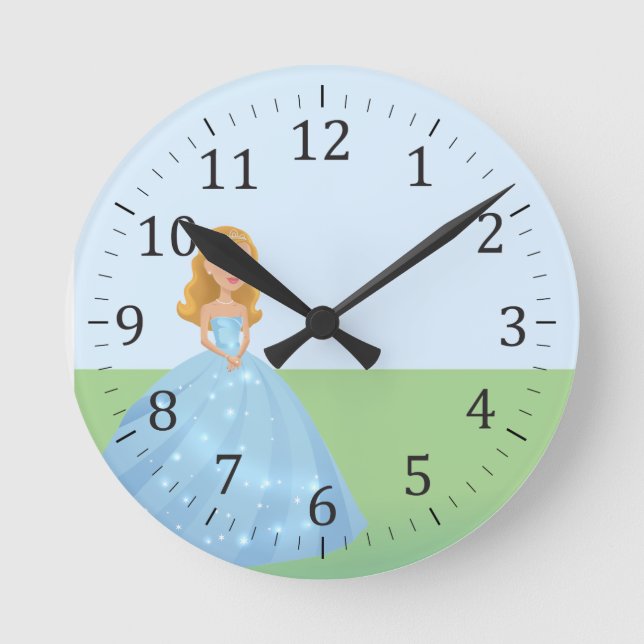 Relógio Redondo Princesa Art Wall Clock Personalizado (Frente)