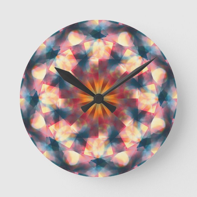 Relógio Redondo Prismático Caleidoscópico Psicodélico Mandala (Frente)