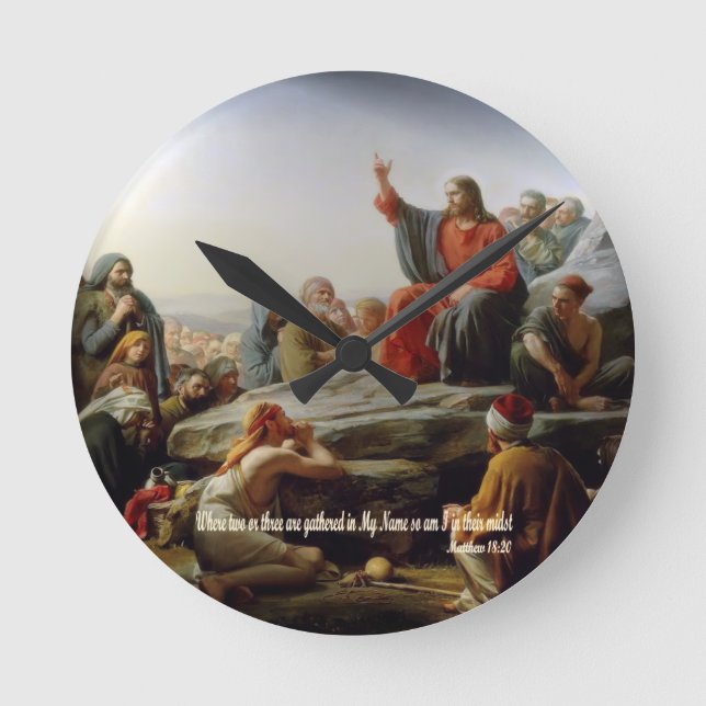 Relógio Redondo Proclamação Matthew 18:20 (Frente)