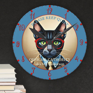 Relógio Redondo Professor de sala de aula de gato engraçado 