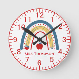 Relógio Redondo Professor Personalizado Apple Rainbow