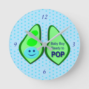 Relógio Redondo Pronto para Pop Baby Boy Blue Pea