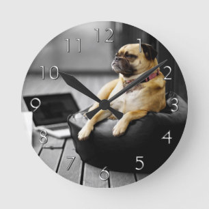 Relógio Redondo Pug at Rest