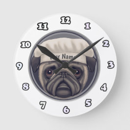 Relógio Redondo Pug Chef clock