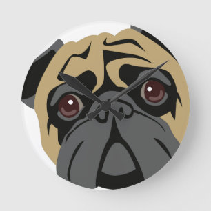 Relógio Redondo Pug peluches