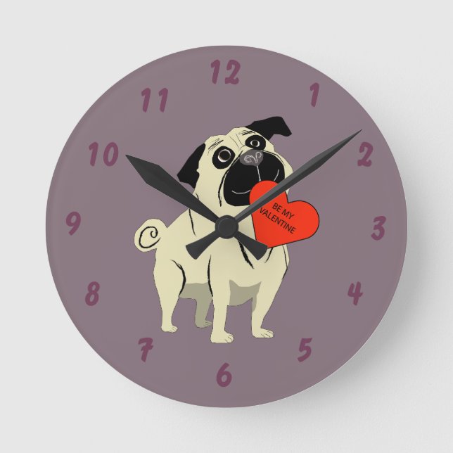 Relógio Redondo Pug seja meu namorado (Frente)