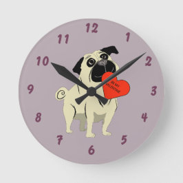 Relógio Redondo Pug seja meu namorado