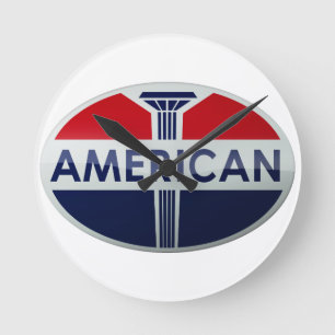 Relógio Redondo Pulso de disparo americano do sinal do posto de