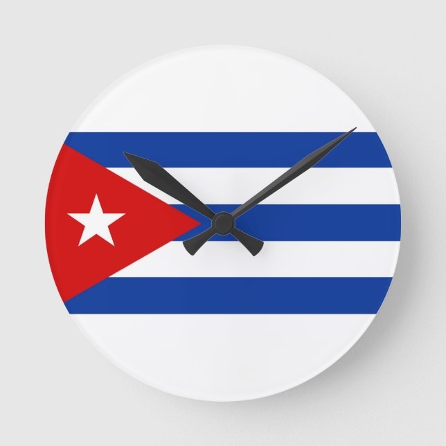 Relógio Redondo pulso de disparo da bandeira de país de Cuba (Frente)