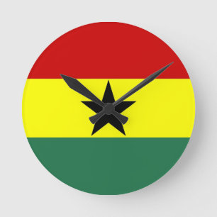 Relógio Redondo pulso de disparo da bandeira de país de ghana