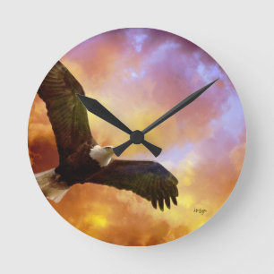Relógio Redondo Pulso de disparo de Eagle do americano da