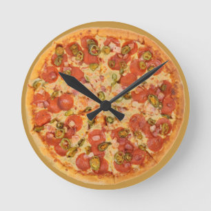Relógio Redondo Pulso de disparo de parede da pizza de Pepperoni