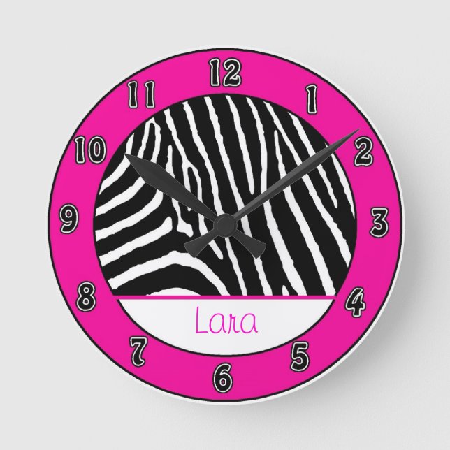 Relógio Redondo Pulso de disparo de parede da zebra das meninas do (Frente)