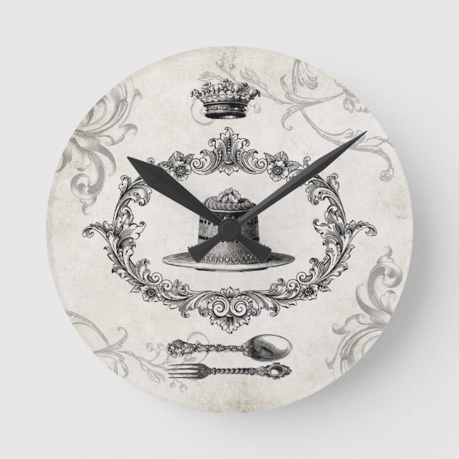 Relógio Redondo Pulso de disparo de parede do bolo do francês do (Frente)