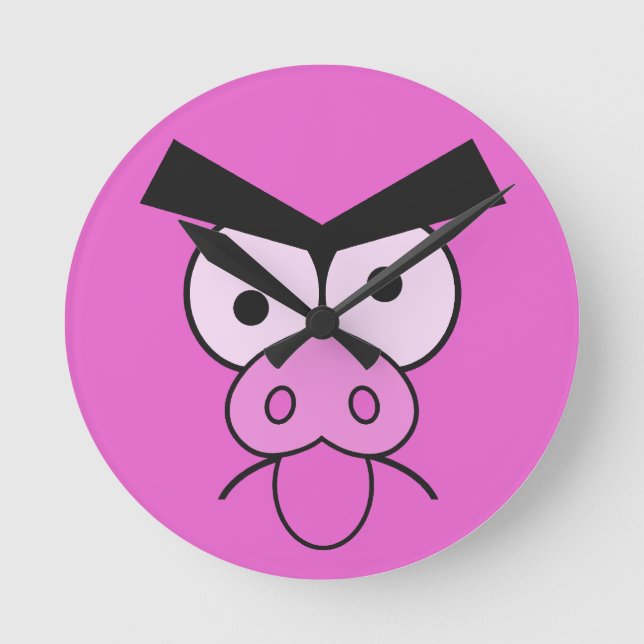 Relógio Redondo Pulso de disparo de parede louco do porco (Frente)