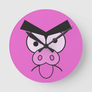 Relógio Redondo Pulso de disparo de parede louco do porco