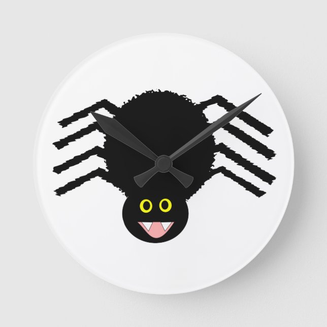 Relógio Redondo Pulso de disparo de parede preto da aranha (Frente)