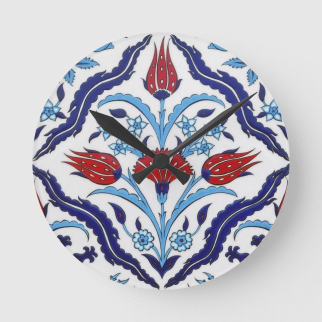Relógio Redondo Pulso de disparo de parede turco das tulipas (Frente)
