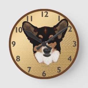 Relógio Redondo Pulso de disparo do Corgi de Galês do casaco de l