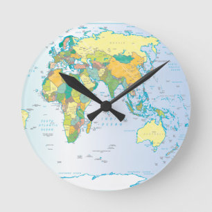 Relógio Redondo Pulso de disparo do leste do mapa do mundo