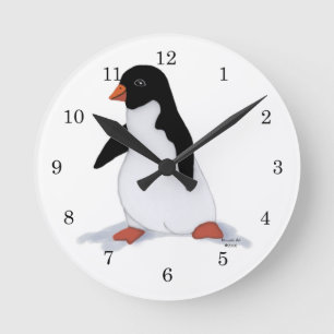 Relógio Redondo Pulso de disparo do pinguim